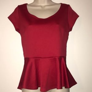 Red Peplum Top with Heart Cutout